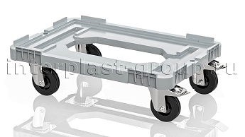 Тележка пластиковая с отверстием 2 колеса с тормозом усиленная серая в Рязани