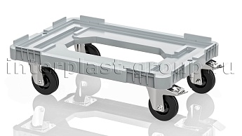 Тележка пластиковая с отверстием 2 колеса с тормозом серая в Рязани