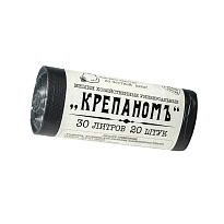Мешки для мусора 30 л, черные, в рулоне 20 шт., ПНД, 7 мкм, 560х440 мм, Крепаномъ, 4607075710580 в Рязани