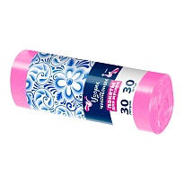 Мешки для мусора 30 л, розовые, в рулоне 30 шт., ПНД, 8 мкм, 560х480 мм, Узоры Чистоты, МУ3605 (ММЭ-30роз) в Рязани