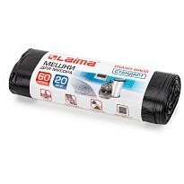 Мешки для мусора 60 л, черные, в рулоне 20 шт., ПНД, 10 мкм, 700х600 мм, LAIMA, 601381 в Рязани