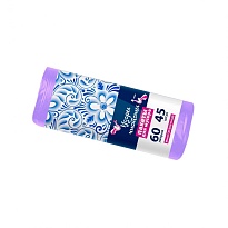 Мешки для мусора 60 л, сиреневые, в рулоне 45 шт., ПНД, 8 мкм, 700х600 мм, Узоры Чистоты, МУ4244 (МН 60-45сир) в Рязани