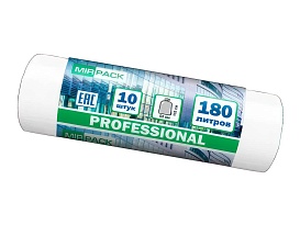 Мешки для мусора 180 л, прозрачные, в рулоне 10 шт., ПВД, 30 мкм, 1100х930 мм, PROFESSIONAL, 180104408 в Рязани