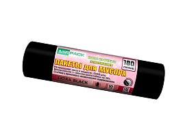 Мешки для мусора 180 л, ароматизированные, черные, в рулоне 10 шт., ПВД, 50 мкм, 1100х930 мм, EXTRA black, 18008301 в Рязани