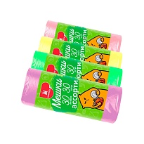 Мешки для мусора 30 л, ассорти, в рулоне 30 шт., ПНД, 5 мкм, 560х480 мм, Эконом, МЭ8716 в Рязани