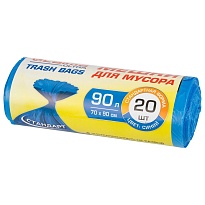 Мешки для мусора 90 л, синие, в рулоне 20 шт., ПНД, 14 мкм, 900х700 мм, LAIMA ULTRA, 607693 в Рязани