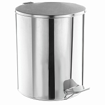 Ведро для мусора с педалью, усиленное, ТИТАН, 7 л, кольцо под мешок, нержавеющая сталь, хром в Рязани