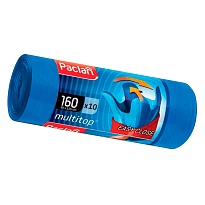 Мешки для мусора 160 л, с ушками, синие, в рулоне 10 шт., ПВД, 30 мкм, 1250х900 мм, PACLAN Multitop, 604064 в Рязани