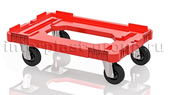 Тележка пластиковая с отверстием без тормозов красная в Рязани