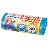 Мешки для мусора 35 л, с ушками, синие, в рулоне 30 шт., ПНД, 11 мкм, 650х500 мм, LAIMA ULTRA, 607684 в Рязани Мешки для мусора 35 л, с ушками, синие, в рулоне 30 шт., ПНД, 11 мкм, 650х500 мм, LAIMA ULTRA, 607684 в Рязани