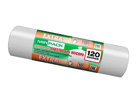 Мешки для мусора 120 л, белые, в рулоне 10 шт., ПНД, 14 мкм, 1100х700 мм, EXTRA, ex1201803 в Рязани Мешки для мусора 120 л, белые, в рулоне 10 шт., ПНД, 14 мкм, 1100х700 мм, EXTRA, ex1201803 в Рязани