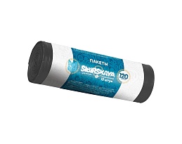 Мешки для мусора 120 л, черные, в рулоне 10 шт., ПНД, 14 мкм, 1100х700 мм, SIBIRSKAYA, 101-008 S в Рязани