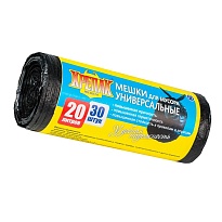 Мешки для мусора 20 л, черные, в рулоне 30 шт., ПНД, 10 мкм, 550х440 мм, Крепак, 4607075710092 в Рязани Мешки для мусора 20 л, черные, в рулоне 30 шт., ПНД, 10 мкм, 550х440 мм, Крепак, 4607075710092 в Рязани