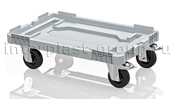 Тележка пластиковая сплошная 2 колеса с тормозом усиленная серая